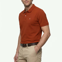 Tile Red Polo Collar Slim Fit Embroidered 100% Cotton T-shirt