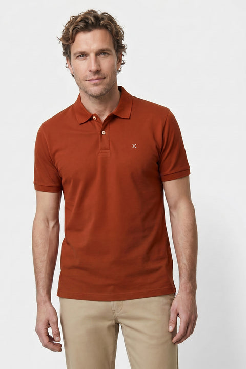 Tile Red Polo Collar Slim Fit Embroidered 100% Cotton T-shirt