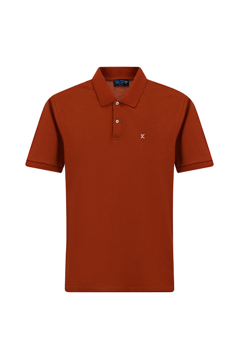 Tile Red Polo Collar Slim Fit Embroidered 100% Cotton T-shirt