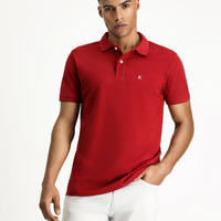 Dark Red Polo Shirt Slim Fit Embroidered 100% Cotton