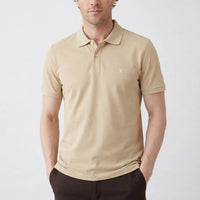 Orta Vizon Polo Yaka Slim Fit Nakışlı %100 Pamuk Tişört