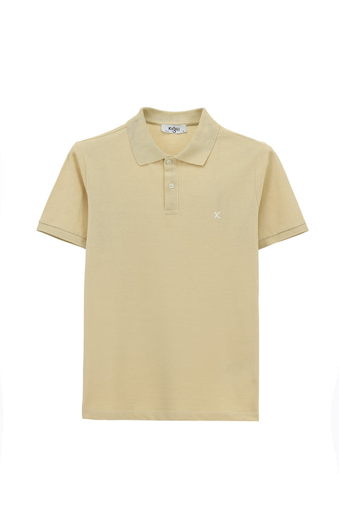 Orta Vizon Polo Yaka Slim Fit Nakışlı %100 Pamuk Tişört