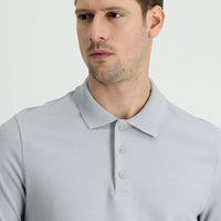 Medium Grey Polo Collar Slim Fit Cotton T-Shirt