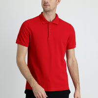 Bayrak Kırmızı Polo Yaka Slim Fit Dar Kesim Pamuk Tişört