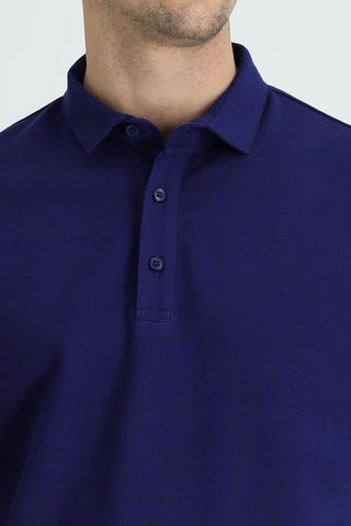  Orta Lacivert Polo Yaka Slim Fit Dar Kesim Pamuk Tişört