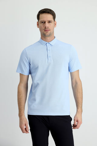  Uçuk Mavi Polo Yaka Slim Fit Dar Kesim Pamuk Tişört