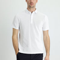 White Polo Collar Slim Fit Narrow Cut Cotton T-shirt
