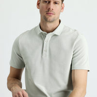 Stone Collar Polo Slim Fit Narrow Cut Cotton T-Shirt