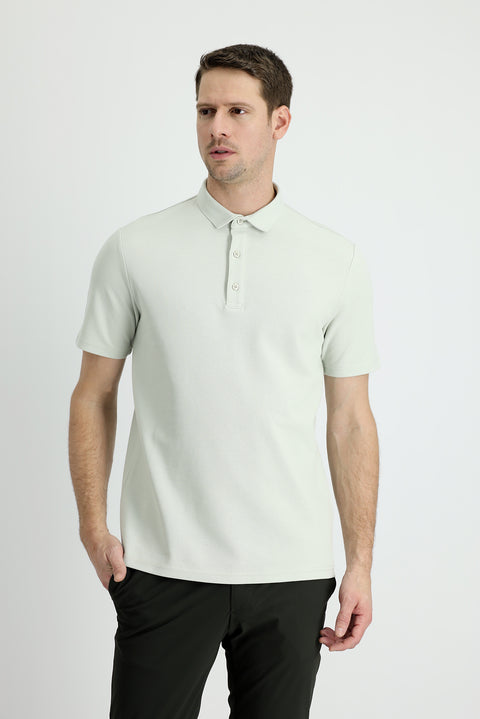 Stone Collar Polo Slim Fit Narrow Cut Cotton T-Shirt