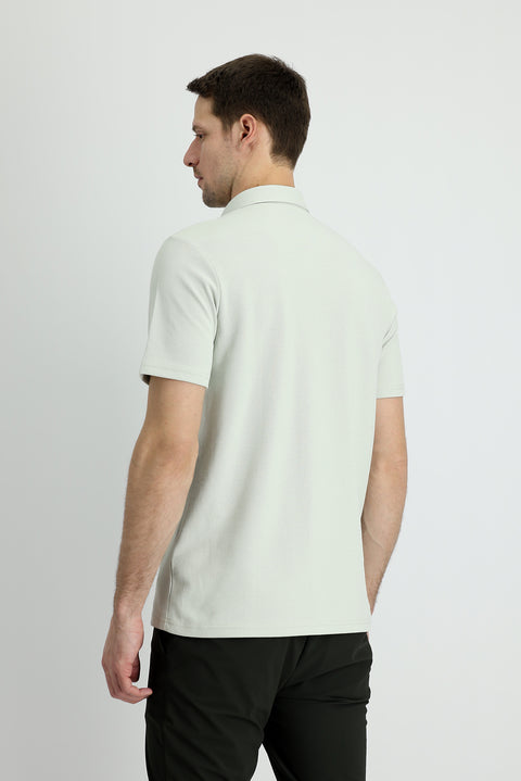 Stone Collar Polo Slim Fit Narrow Cut Cotton T-Shirt