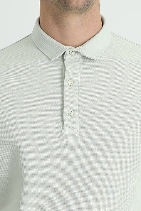 Stone Collar Polo Slim Fit Narrow Cut Cotton T-Shirt