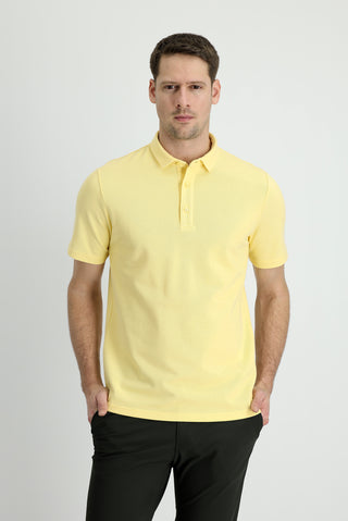  Açık Sarı Polo Yaka Slim Fit Dar Kesim Pamuk Tişört