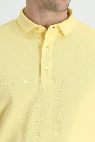  Açık Sarı Polo Yaka Slim Fit Dar Kesim Pamuk Tişört