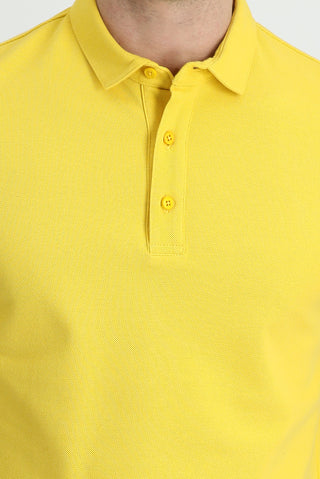  Koyu Sarı Polo Yaka Slim Fit Dar Kesim Pamuk Tişört