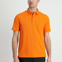 Medium Orange Polo Collar Slim Fit Narrow Cut Cotton T-Shirt