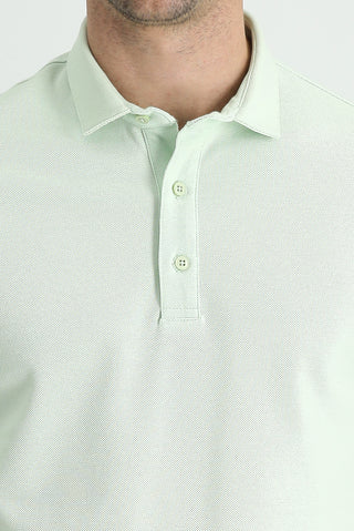  Su Yeşili Polo Yaka Slim Fit Dar Kesim Pamuk Tişört