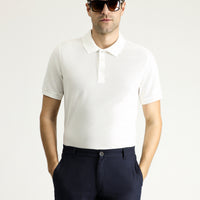 White Slim Fit Embroidered Cotton Polo Shirt