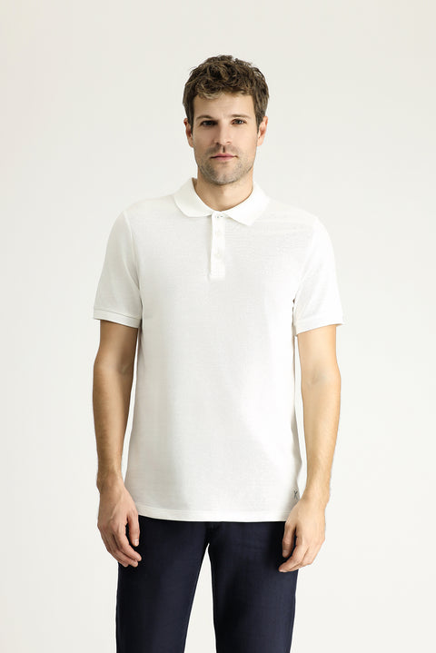 White Slim Fit Embroidered Cotton Polo Shirt