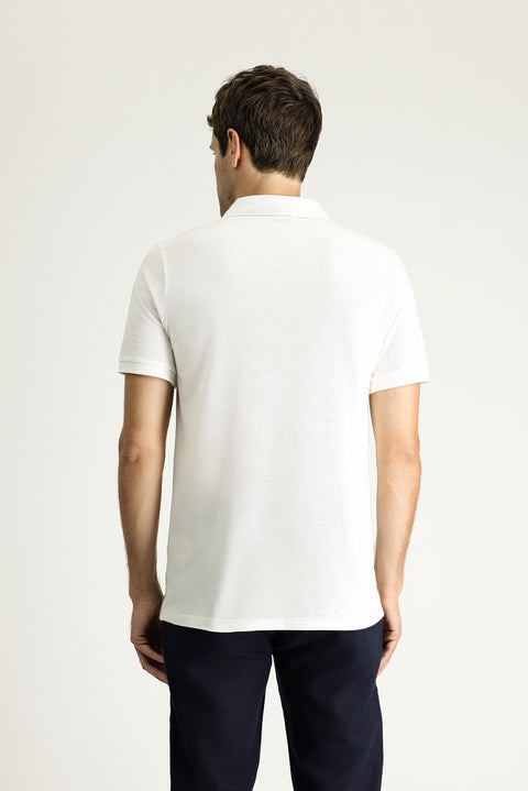 White Slim Fit Embroidered Cotton Polo Shirt