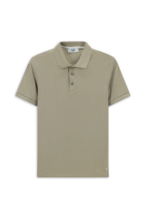 Medium Mink Slim Fit Narrow Cut Embroidered Cotton Polo Shirt