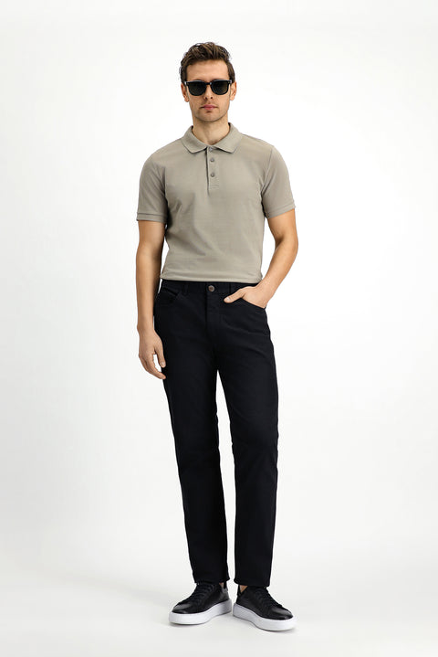 Medium Mink Slim Fit Narrow Cut Embroidered Cotton Polo Shirt