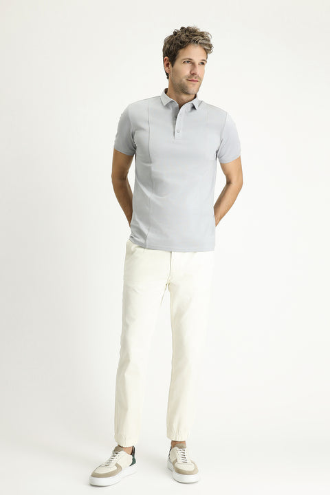 Medium Grey Slim Fit Narrow Cut Cotton Supreme Polo Shirt