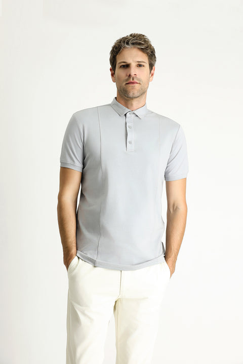 Medium Grey Slim Fit Narrow Cut Cotton Supreme Polo Shirt