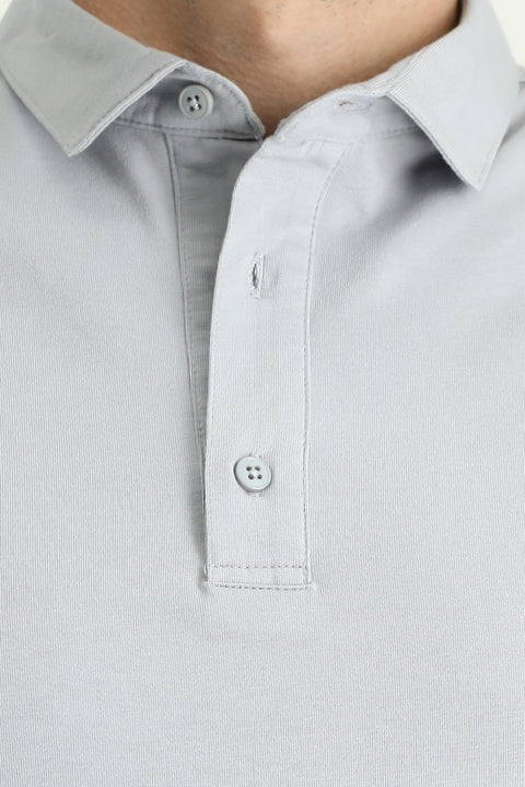 Medium Grey Slim Fit Narrow Cut Cotton Supreme Polo Shirt