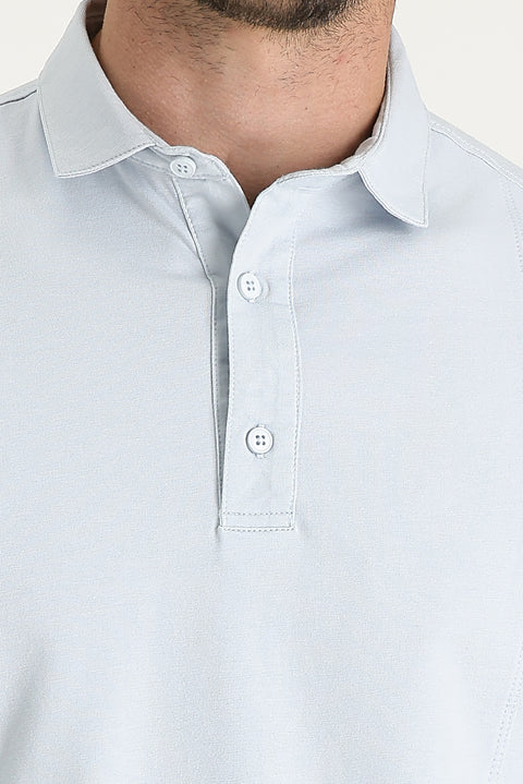 Açık Mavi Slim Fit Dar Kesim Pamuklu Süprem Polo Yaka Tişört