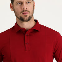 Dark Red Slim Fit Narrow Cut Cotton Supreme Polo Shirt
