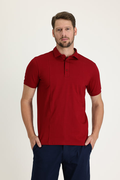 Dark Red Slim Fit Narrow Cut Cotton Supreme Polo Shirt