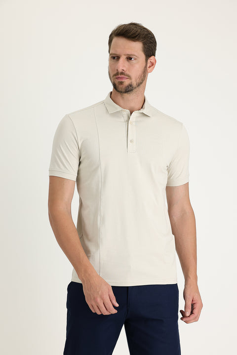 Light Mink Slim Fit Narrow Cut Cotton Supreme Polo Shirt