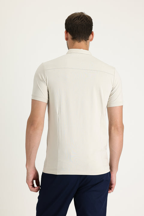 Light Mink Slim Fit Narrow Cut Cotton Supreme Polo Shirt