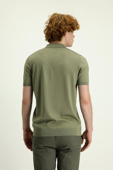 Açık Haki Polo Yaka Slim Fit Dar Kesim Desenli Tişört