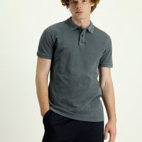 Black Polo Collar Slim Fit Embroidered Cotton T-Shirt