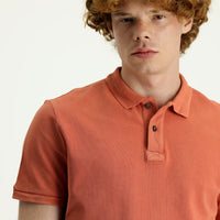 Cinnamon Polo Collar Slim Fit Narrow Cut Embroidered Cotton T-shirt