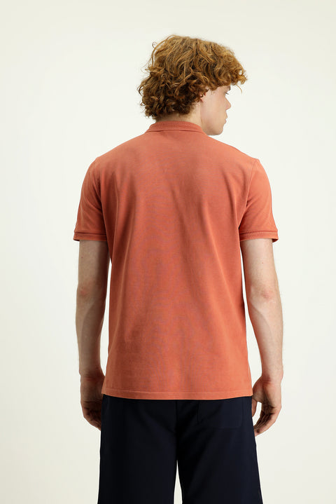 Cinnamon Polo Collar Slim Fit Narrow Cut Embroidered Cotton T-shirt