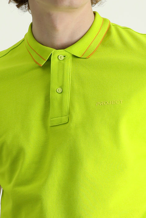 Fıstık Yeşili Polo Yaka Slim Fit Dar Kesim Pamuk Tişört