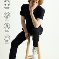 Black Techno-Line Slim Fit Sweatpants / Track Pants
