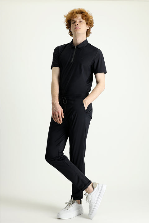 Black Techno-Line Slim Fit Sweatpants / Track Pants