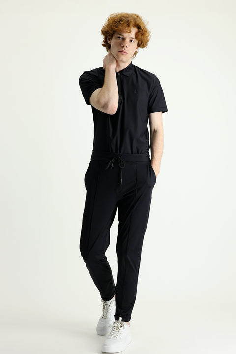 Black Techno-Line Slim Fit Sweatpants / Track Pants