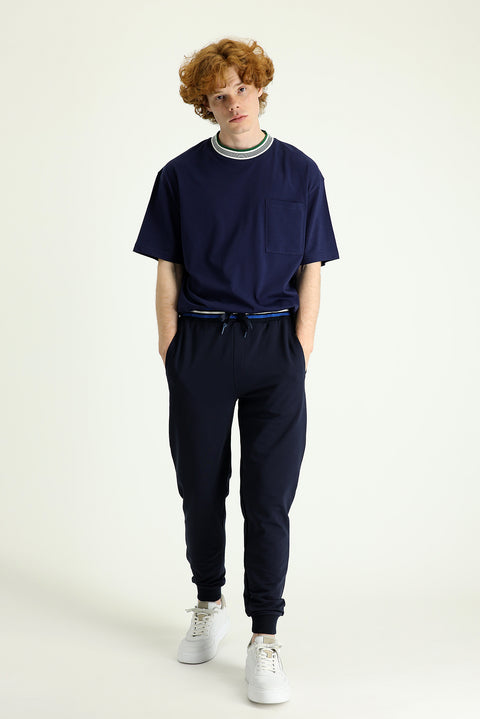 Dark Navy Slim Fit Cotton Sweatpants