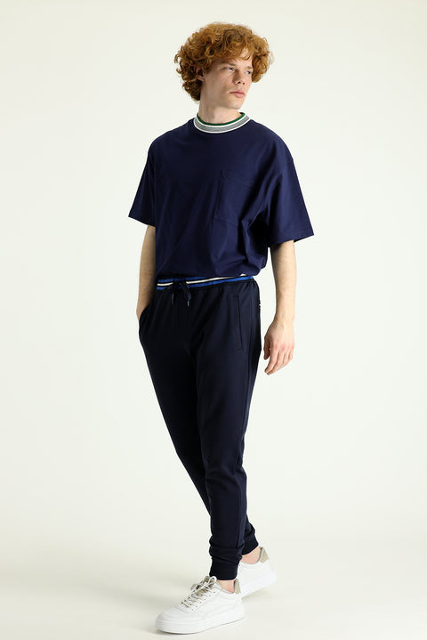 Dark Navy Slim Fit Cotton Sweatpants