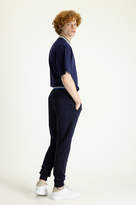 Dark Navy Slim Fit Cotton Sweatpants
