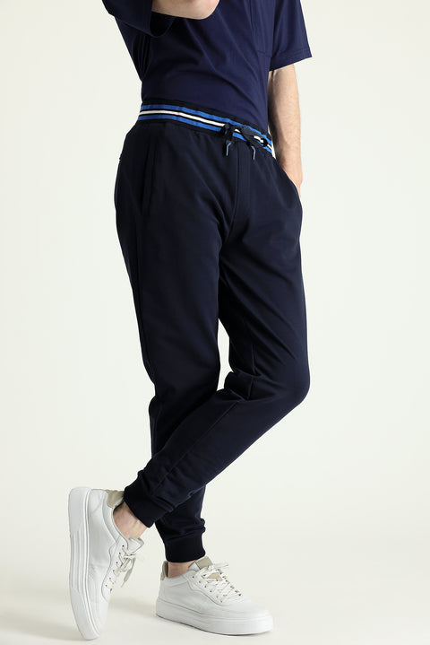 Dark Navy Slim Fit Cotton Sweatpants