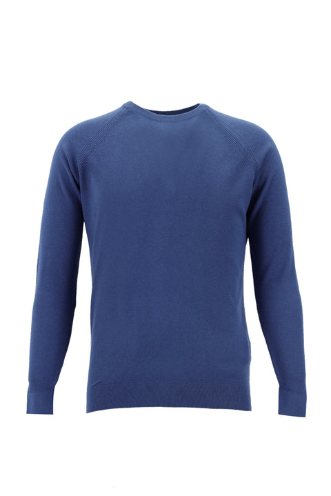 Dark Aviator Crew Neck Slim Fit Narrow Cut Cotton Knit Sweater