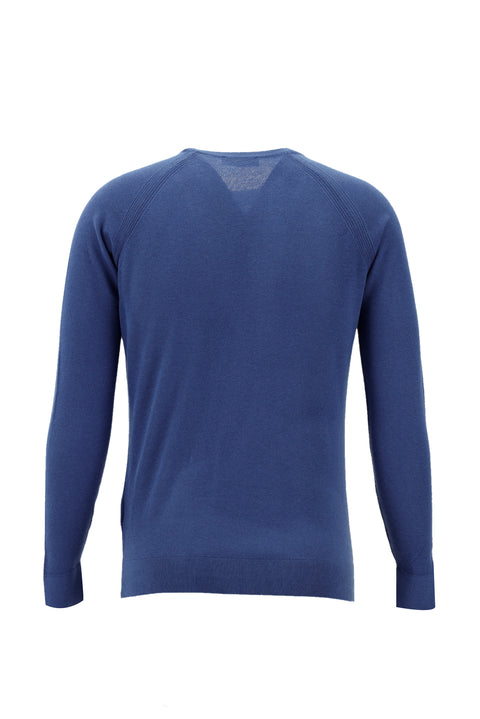 Dark Aviator Crew Neck Slim Fit Narrow Cut Cotton Knit Sweater