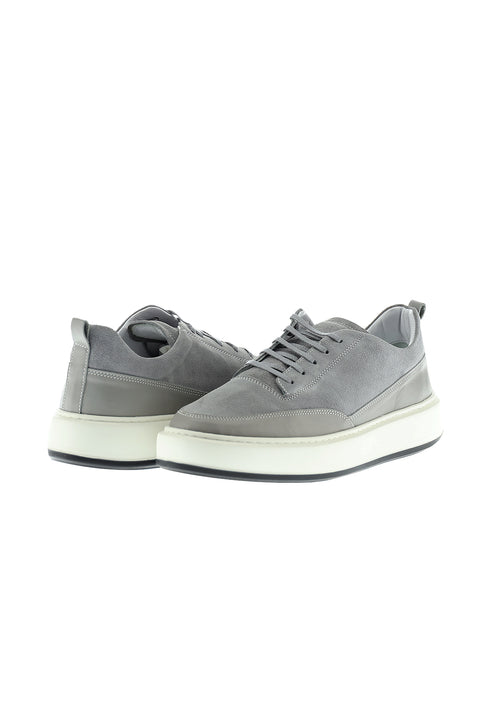 Medium Grey Leather Sneaker Shoes