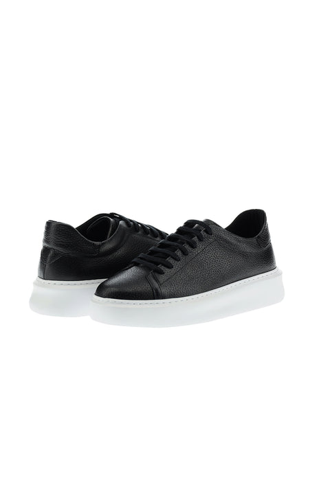 Black Leather Sneaker Shoes
