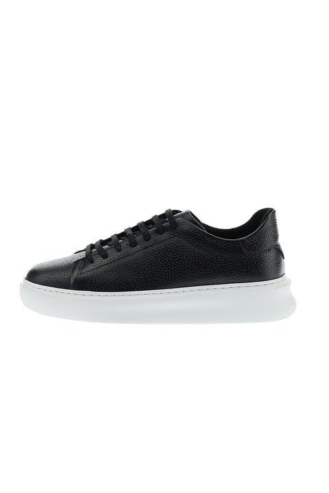 Black Leather Sneaker Shoes